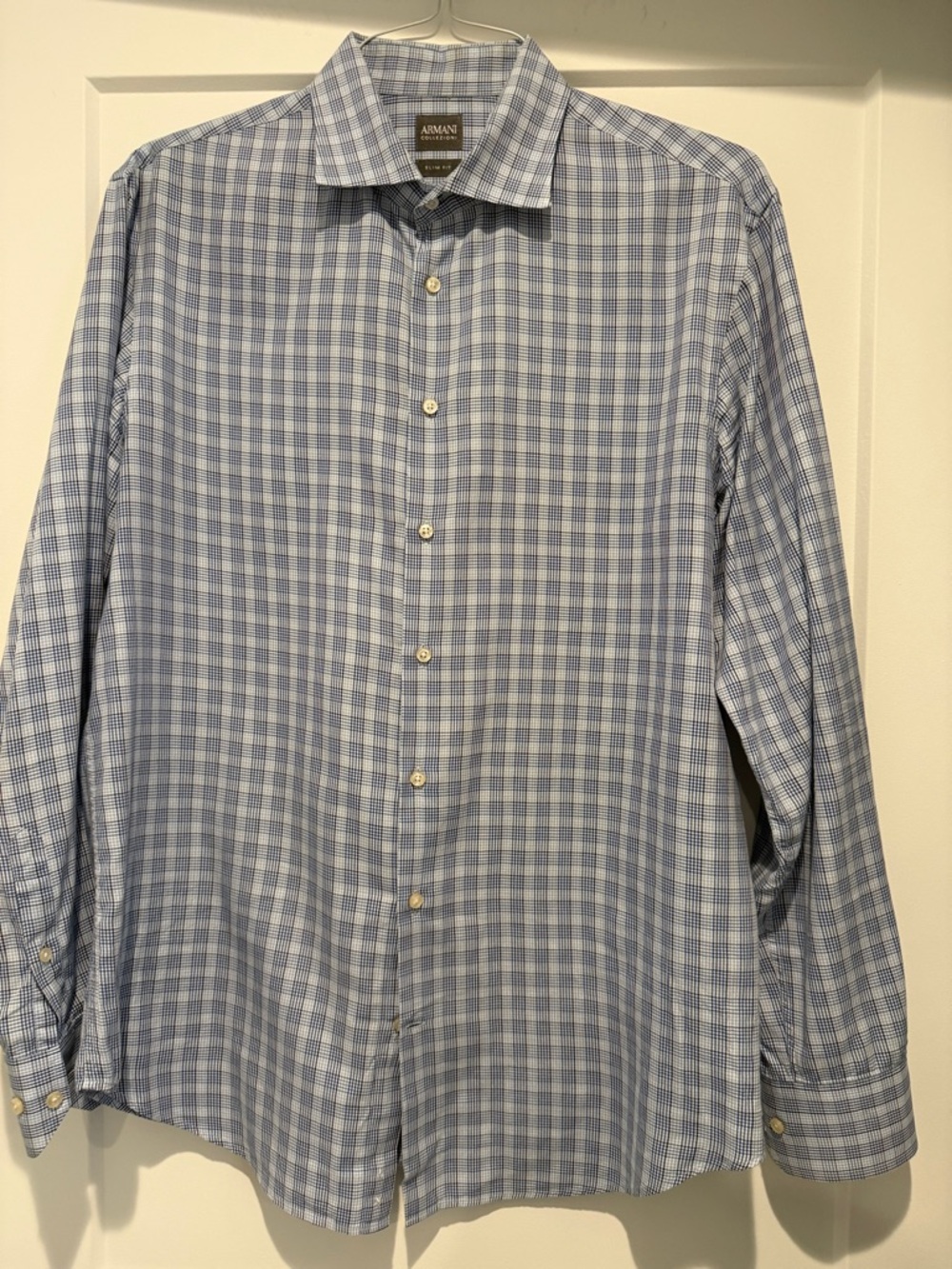 Armani Collezioni Blue Checked Dress Shirt - Picture 1 of 4